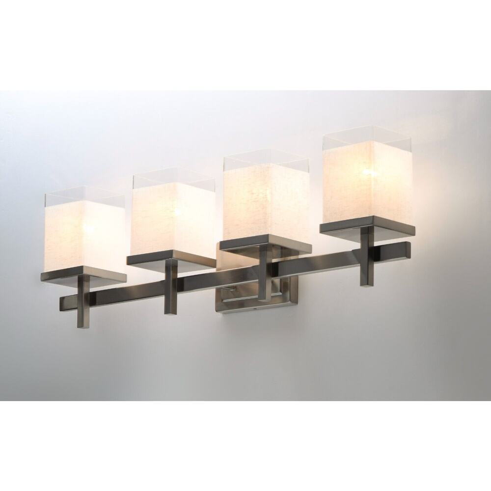 4-Light Maxim Lighting Tetra Modern Bathroom Vanity Lights Satin Nickel Fixtures